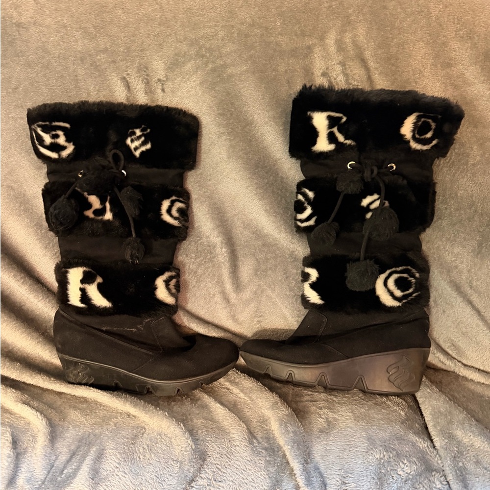 Black Faux Fur women’s Rocawear boots size 8